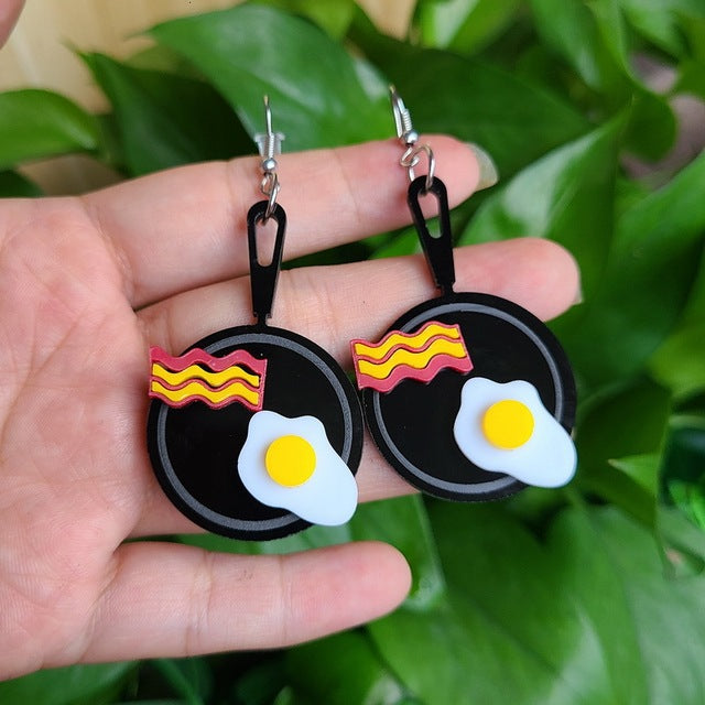 Wholesale Y2K Acrylic Pizza Ice Cream Cake Milk Tea Fried Egg Donut Peanut Butter Sushi Cookie Earrings