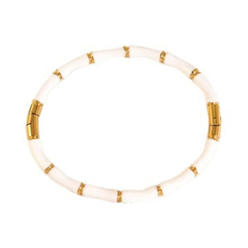 Bracciale in smalto colorato in acciaio inossidabile con giunture di bambù all'ingrosso