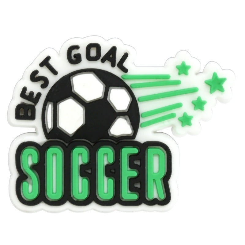 Wholesale Random 100pcs football series  PVC Soft Rubber Shoe Buckle Decoration