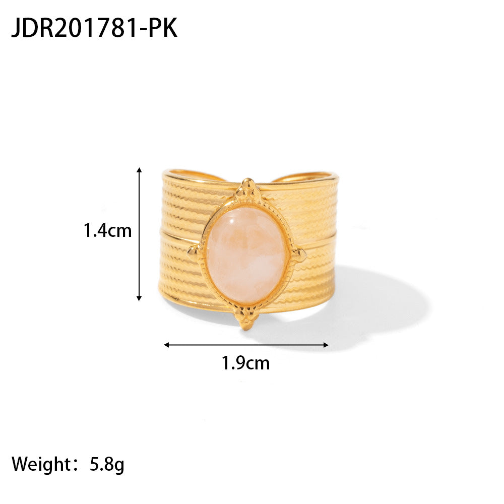 Wholesale Retro Titanium Steel Open Gemstone Ring
