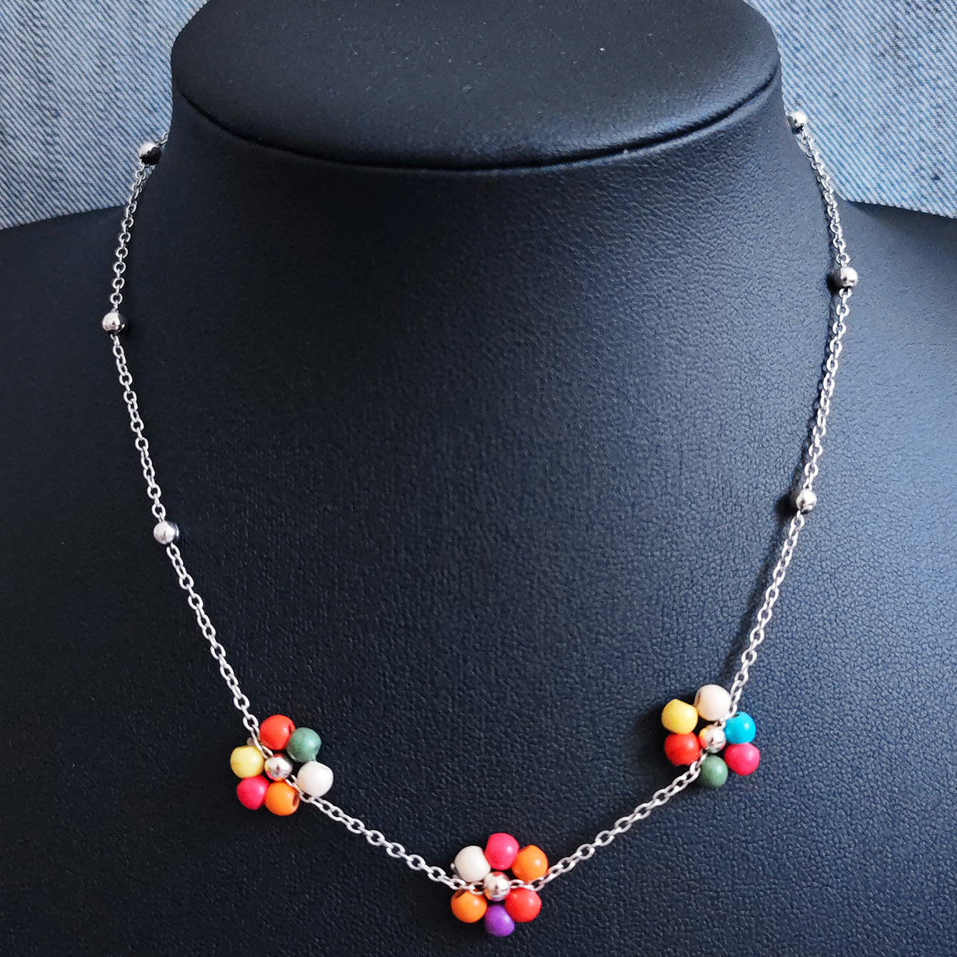 Wholesale Summer Pink Stone Flower Choker Necklace For Women Fashion Jewelry Gift