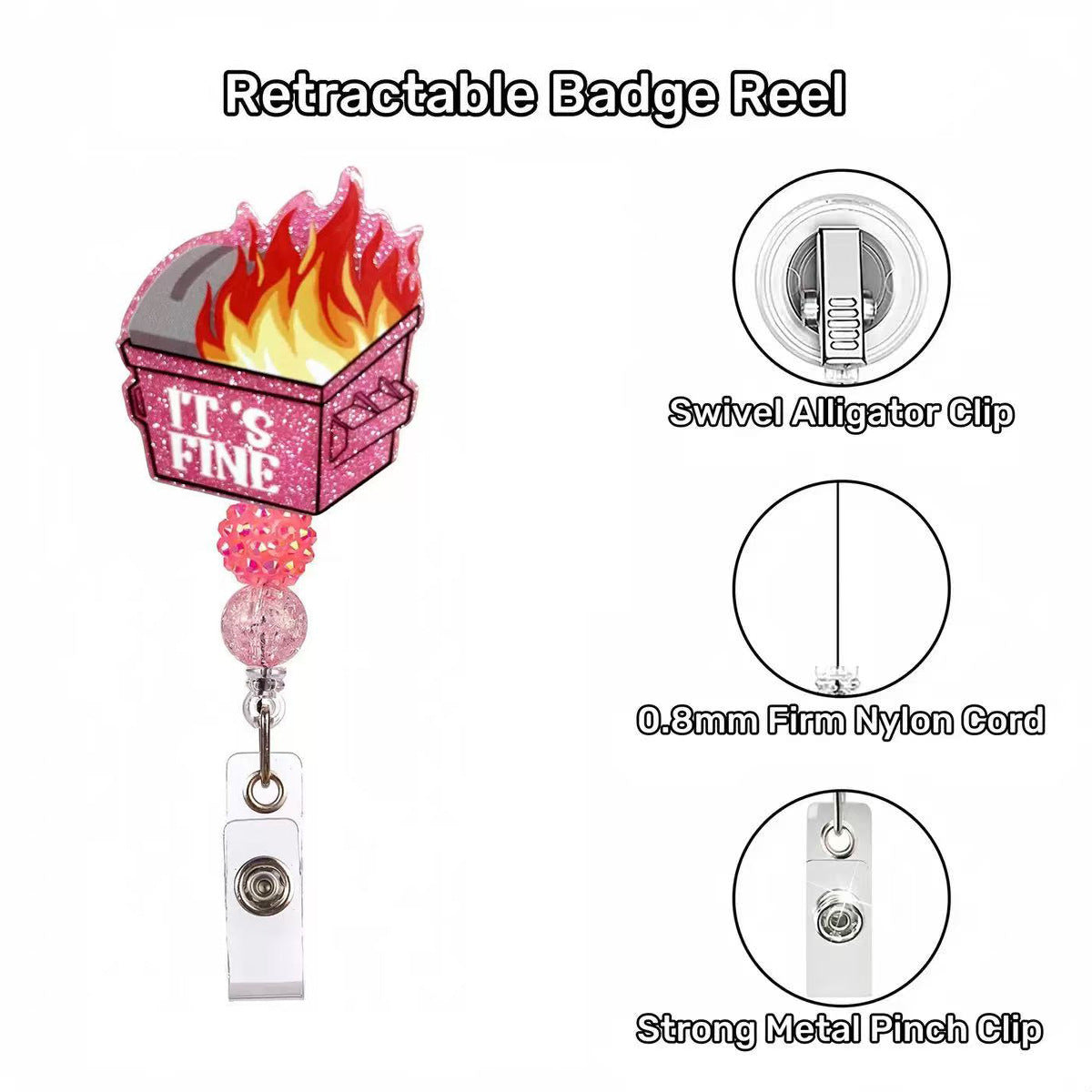 Wholesale 360-degree rotating alligator clip acrylic  retractable badge clip