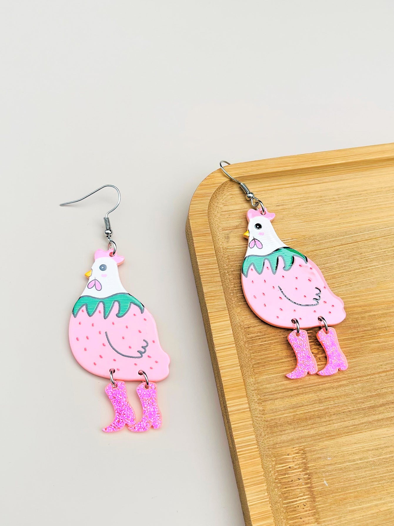 Wholesale  funny acrylic high heels wave dot cock personality women's earrings