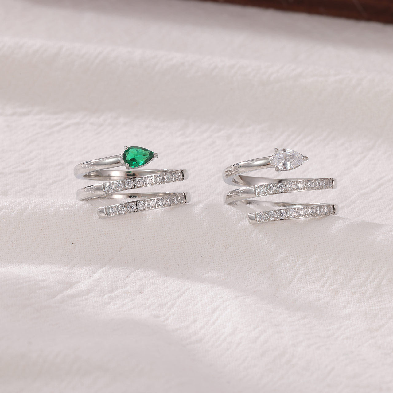 Wholesale Diamond-Set Coiled Snake Ring