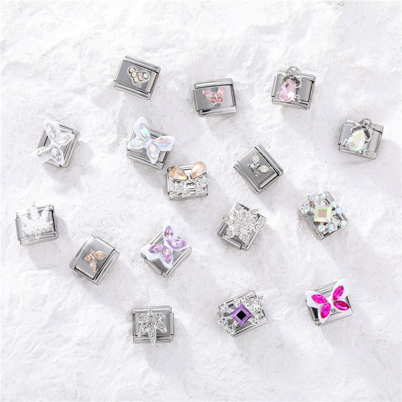 Wholesale Italian Charm Bracelet 9mm DIY Splicing Butterfly Series Stainless Steel Composable Bracelet