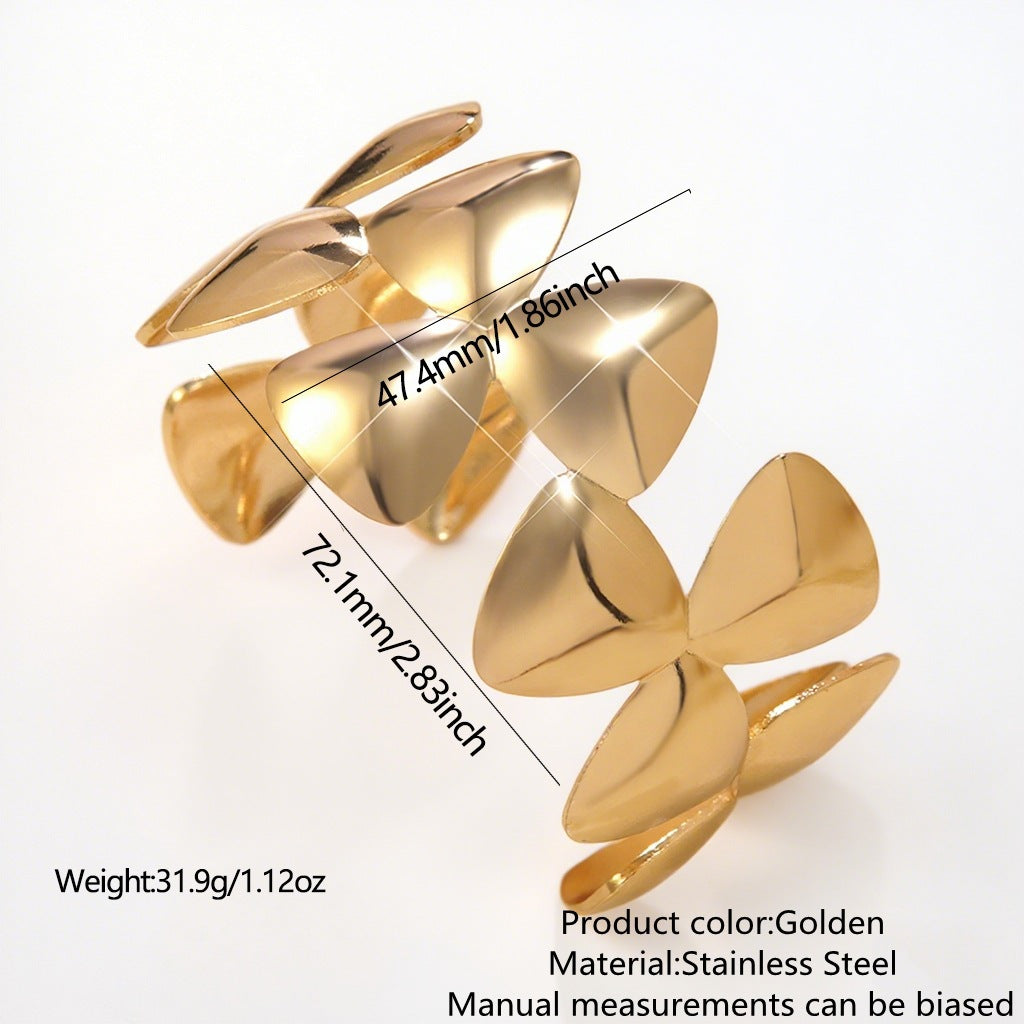 Wholesale Light Luxury Stainless Steel Open Cuff Bracelet with Cutout Design