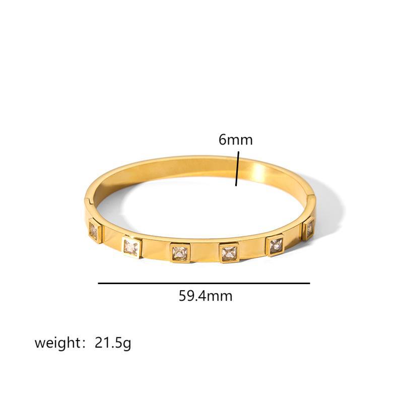 Wholesale Light Luxury Style 18K Gold Stainless Steel Inlaid Zirconium Bracelet ACC-BT-LiQuan001