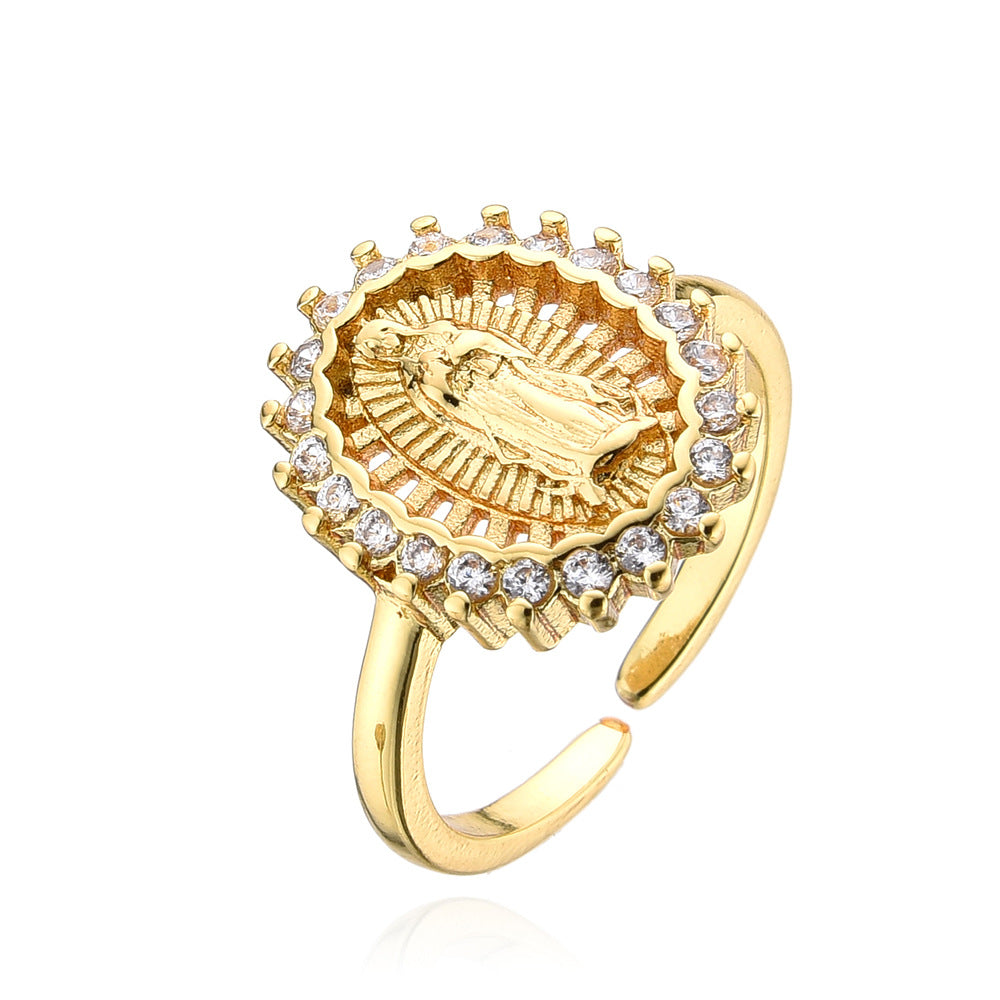 Wholesale Copper and Zircon Virgin Mary Ring