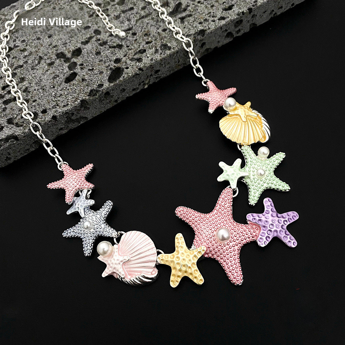 Wholesale  color painting oil Shell starfish necklace