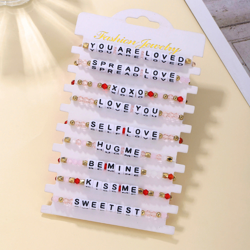 Wholesale Valentine's Day Bohemian Rice Beads Letter Bead Bracelet