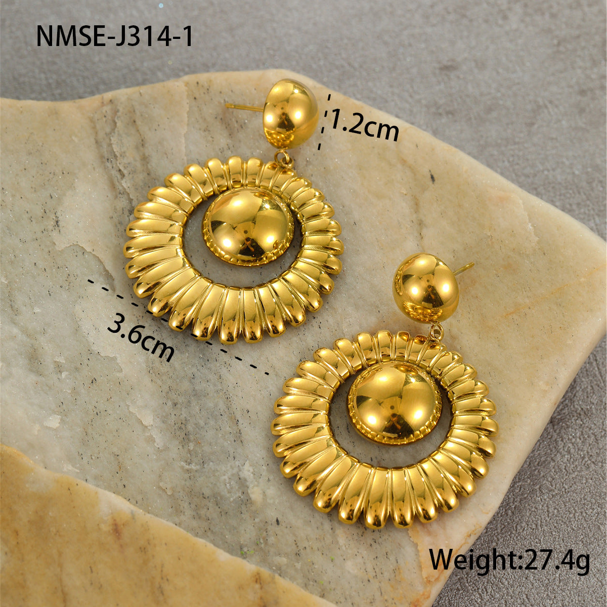 Wholesale Retro style stainless steel earrings with 18k gold and silver color matching earrings