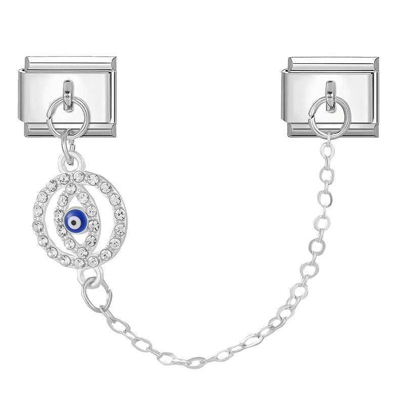 Wholesale 9mm Italian Charm Starter Bracelets DIY eyse double-pendant Creative Stainless Steel Composable Bracelet