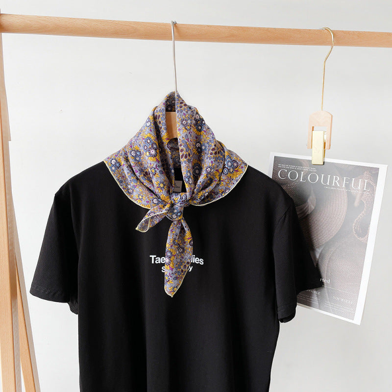 Wholesale Cotton blue cashew scarf small square scarf