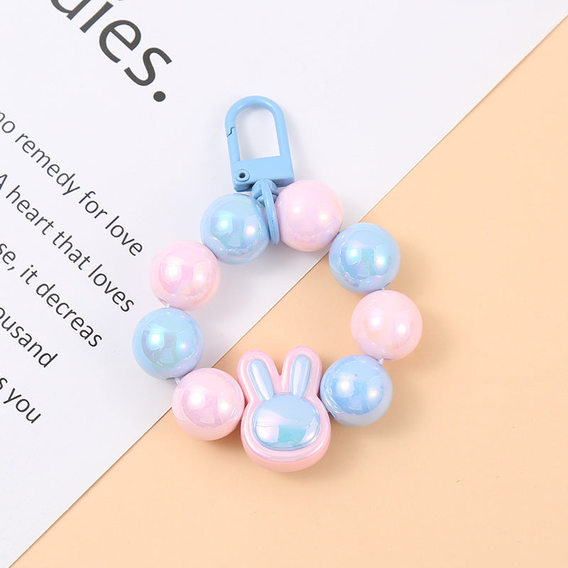 Wholesale Rabbit Beaded Keychains Plated with Colored Acrylic Pendants, Bags, Pendants ACC-KC-HuiMei009