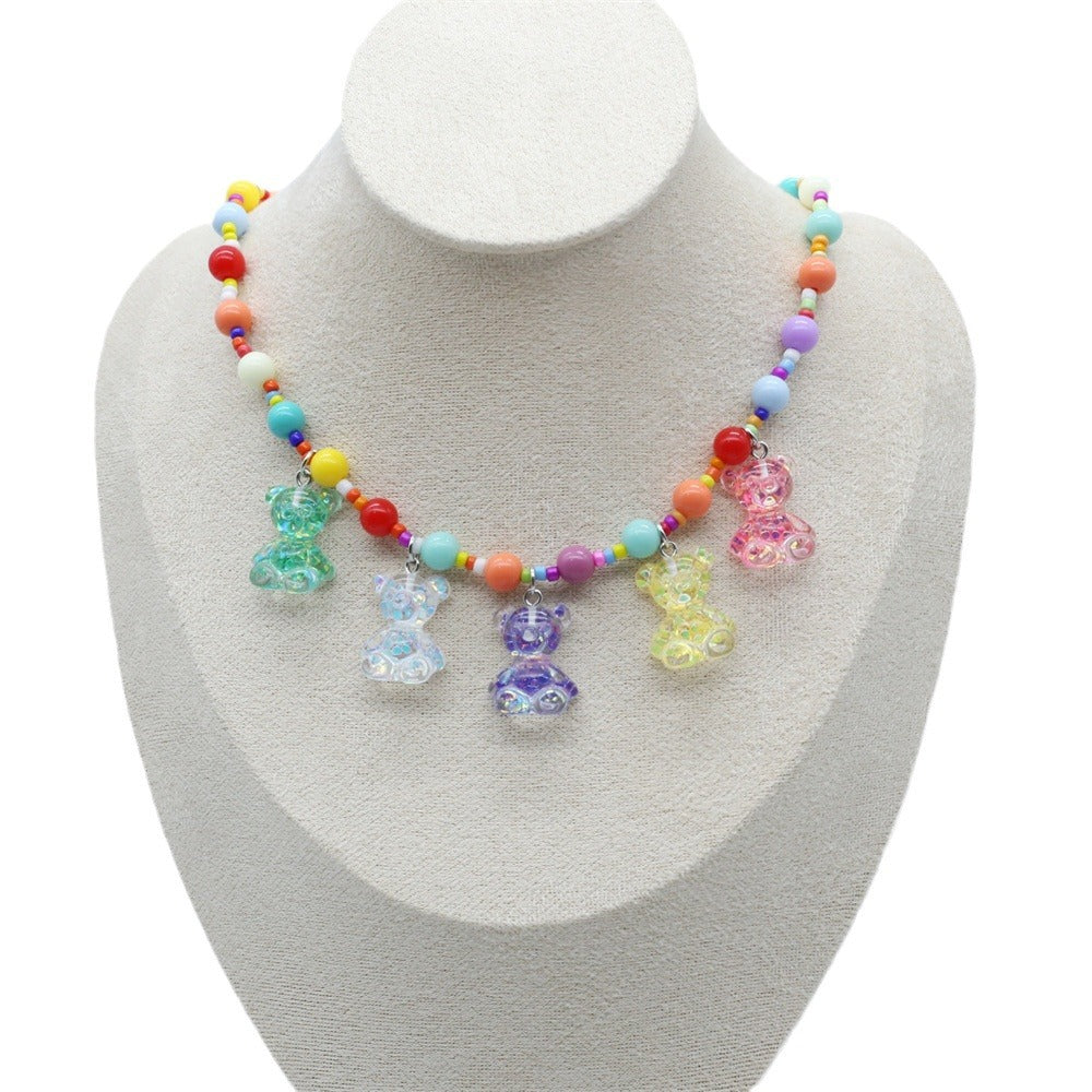 Wholesale Cute Children's Cartoon Character Colorful Beaded Necklace
