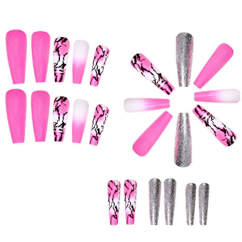 Wholesale Plastic Press on Nails Kits Purple Red Marble Nail Art ACC-NS-MeiSu006