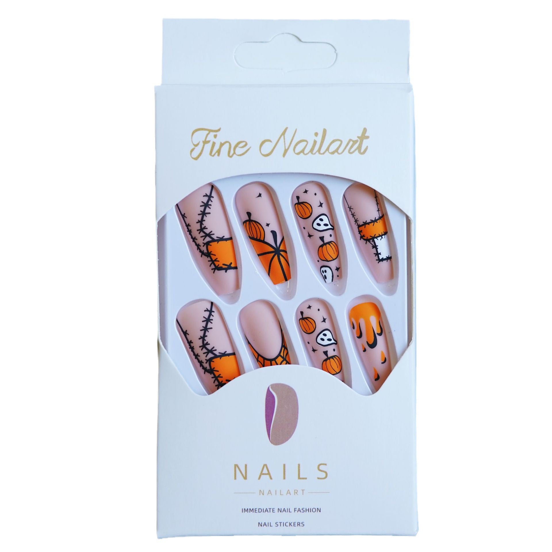 Wholesale 24 Pieces/ box  Ghost Pumpkin Nails Kits Nail Stickers