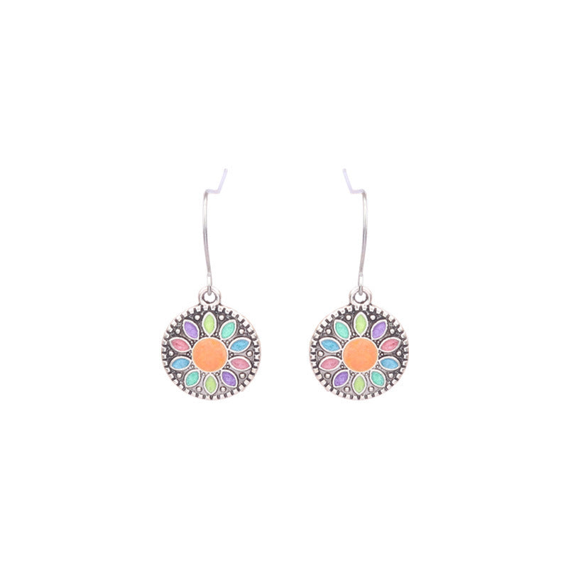 Wholesale Retro Bohemian Color Drip Oil Tassel Earrings Alloy Jewelry Fashion Accessory