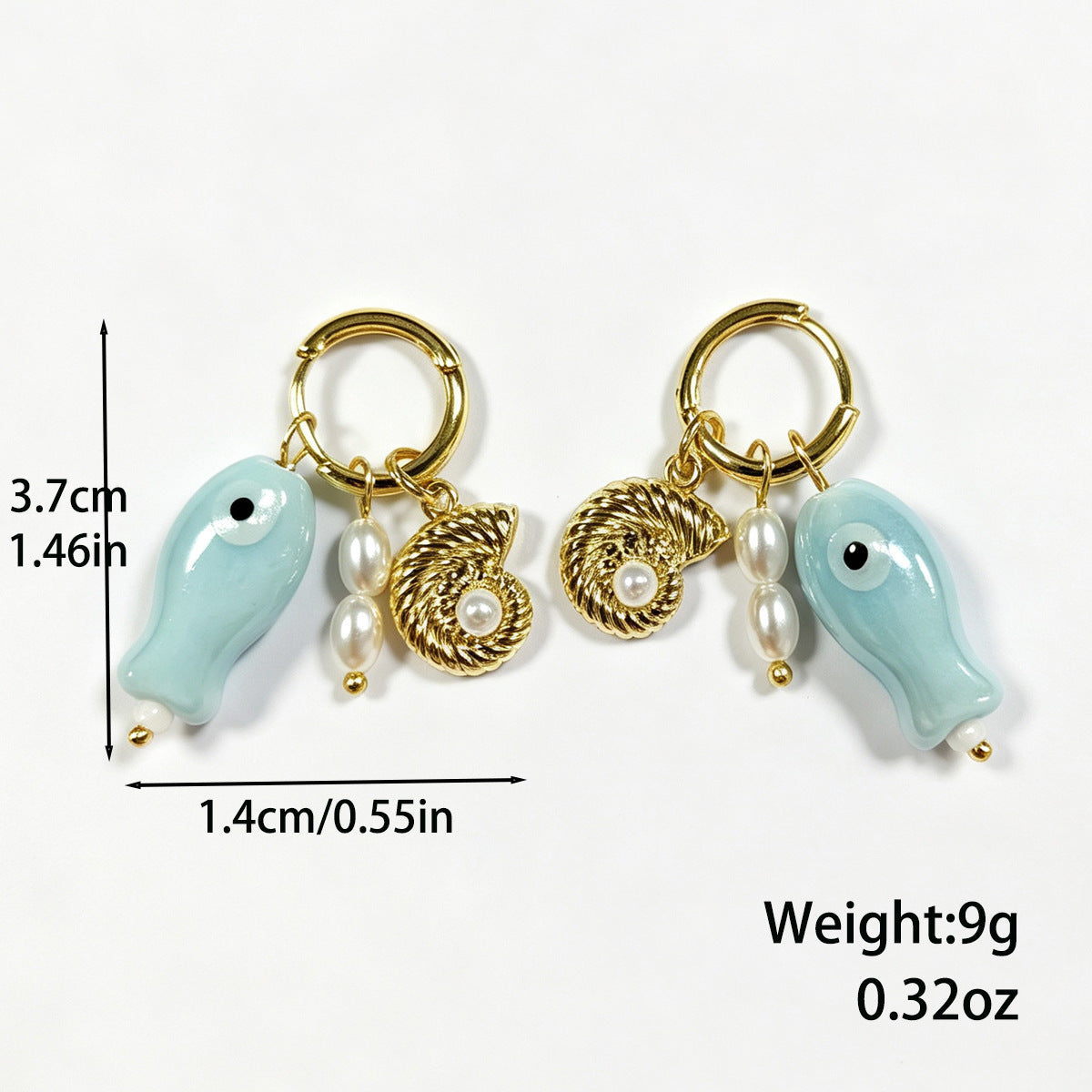 Wholesale Stylish Sun Moon Pendant Ear Cuff Earrings Gold Plated Ocean Beach Shell Jewelry Accessory For Women