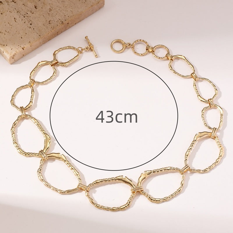 Wholesale Alloy Geometric Circle Stitching Chain Necklace