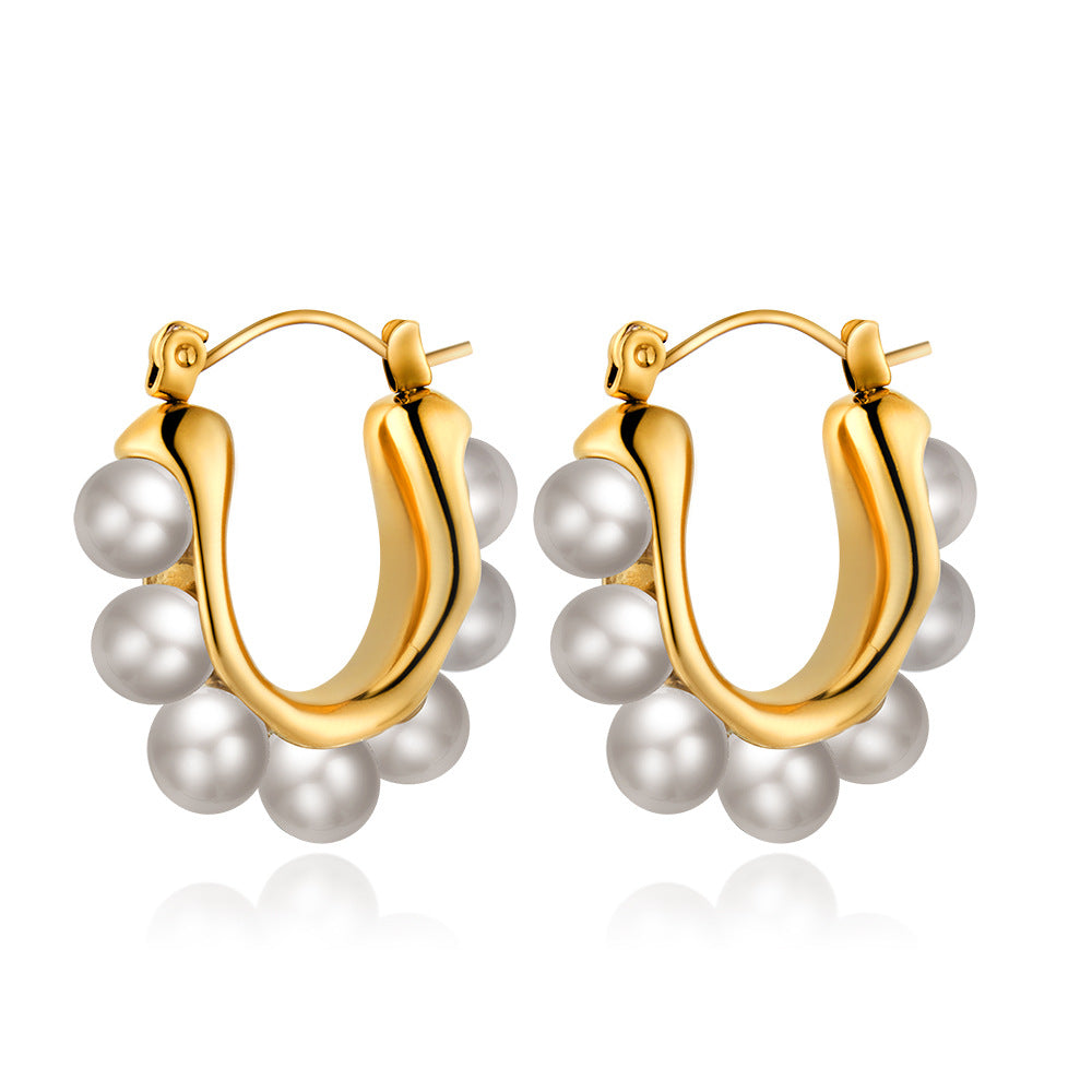 Wholesale Stainless steel pearl earrings