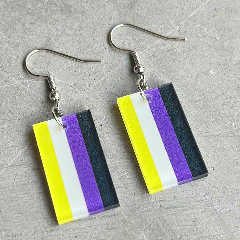 Wholesale 2 Pairs/pack LGBT Rainbow Square Acrylic Earrings Summer ACC-ES-HY006