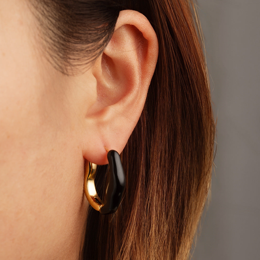 Wholesale Stainless Steel Dripping Glaze Geometric Tassel Irregular Earrings,  Chic Jewelry Accessory for Everyday Wear