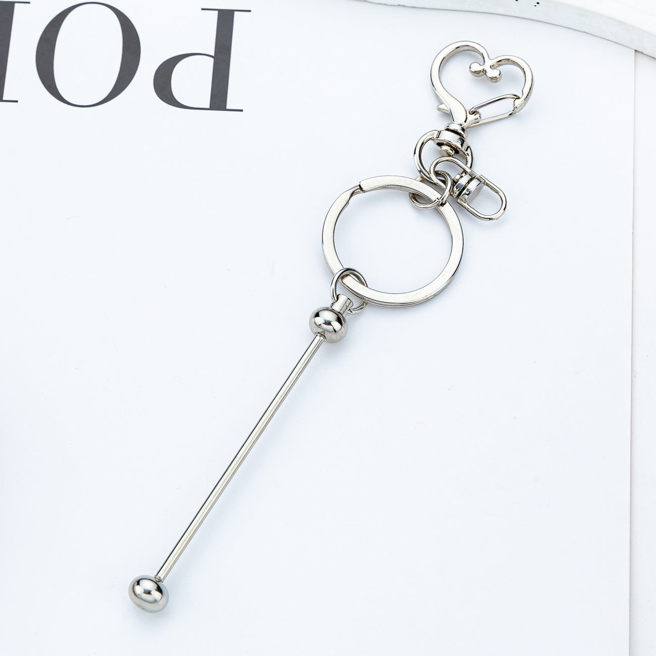 Wholesale DIY Beaded Heart Keychain Pendant Beadable Keychains