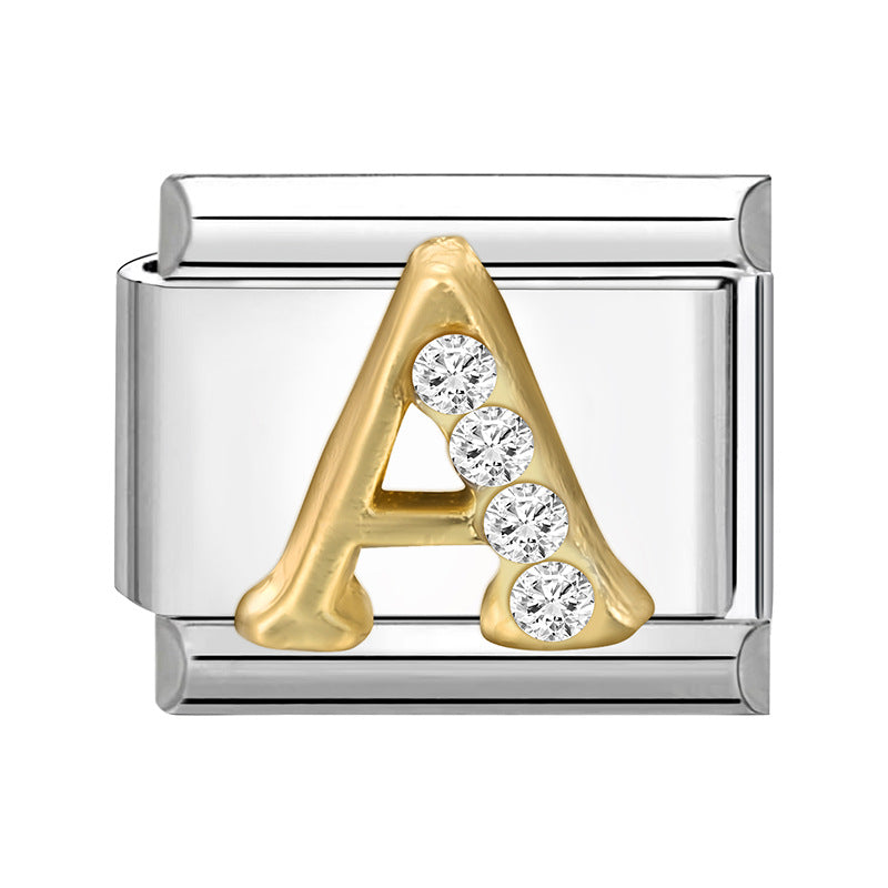 Wholesale 9mm Italian Charm Starter Bracelets DIY Letter Series Stainless Steel Composable Bracelet