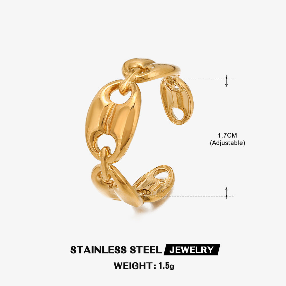 Wholesale Gold Plated Rings Stainless Steel Rings Hollow Open Adjustable Rings ACC-RS-JiaLi007