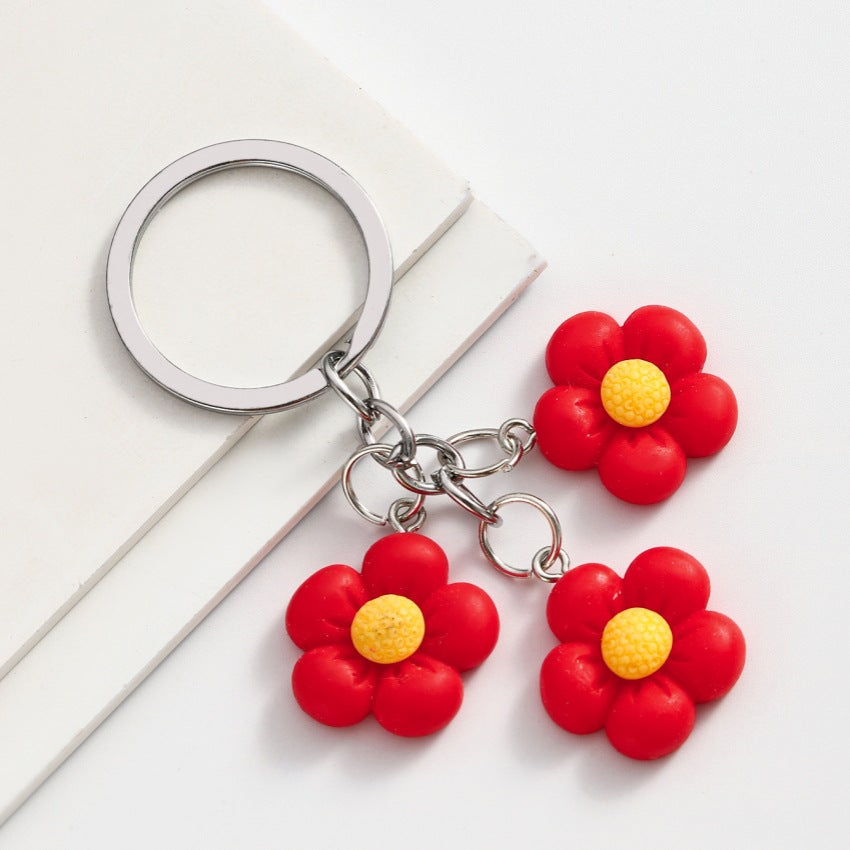 Wholesale DIY Candy Color Five Petal Flower Keychains ACC-KC-RongRui007