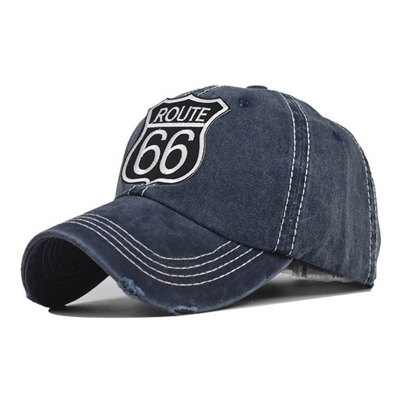 Wholesale 66 Embroidered Washed Cotton Baseball Cap Distressed Sun Hat Outdoor Casual Fashion Accessory