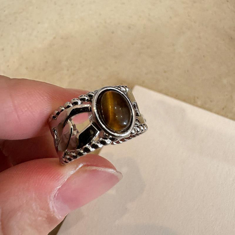 Wholesale zircon tiger eye open ring