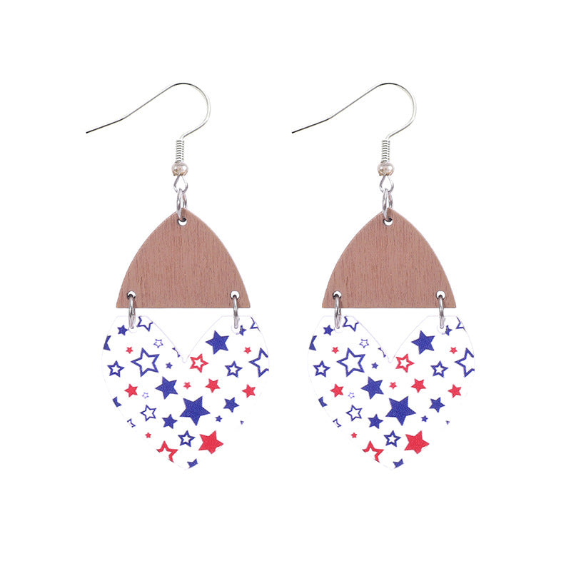 Wholesale Independence Day Star Earrings Striped Love Acrylic Stitching Earrings