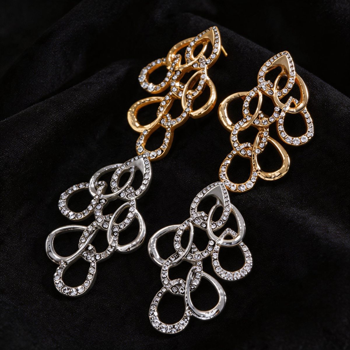 Wholesale Geometric Drop Crystal Earrings - Silver Tone Fashion Jewelry Accessory for Boutique Resale