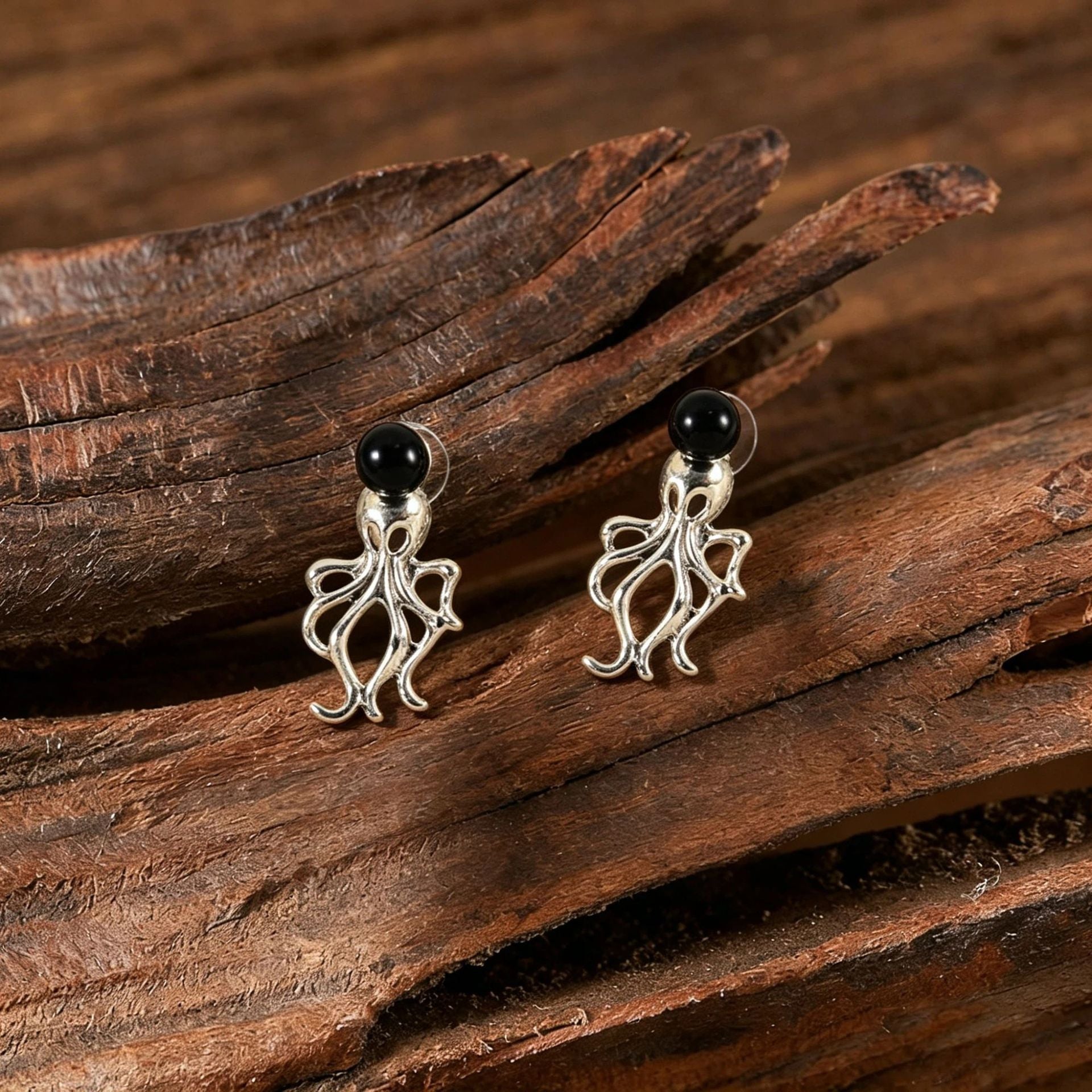 Wholesale Vintage Octopus Earrings For Women Zinc Alloy  Jewelry With Black Pearl Trendy Party Fashion Accessory