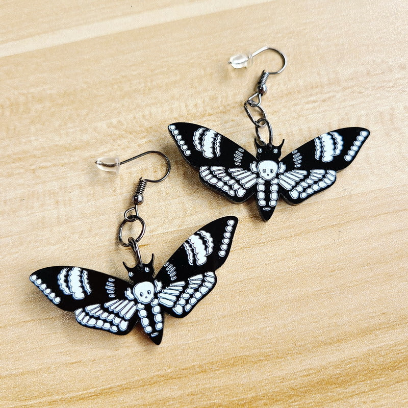 Wholesale  Skull Moth Butterfly Acrylic Earrings - Party Wear Jewelry Accessory
