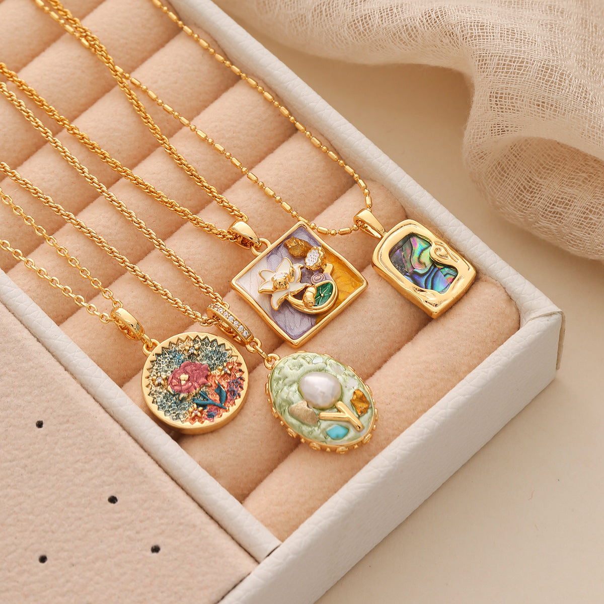 Wholesale  Oil Painting Necklace Light Luxury  Collarbone Chain