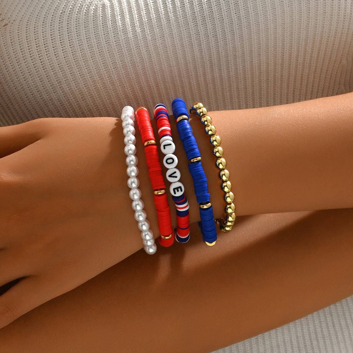 Wholesale  Christmas Flag Soft Clay Bracelet suit