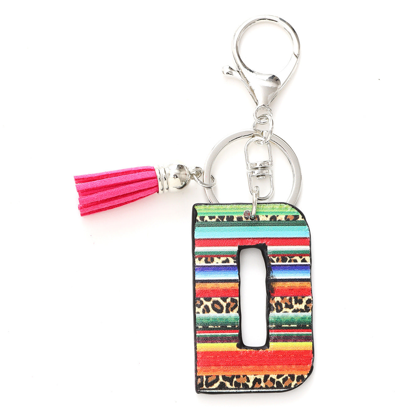 Wholesale Western Style Aztec Leopard Leather Letter Tassel Keychain ACC-KC-YTian009