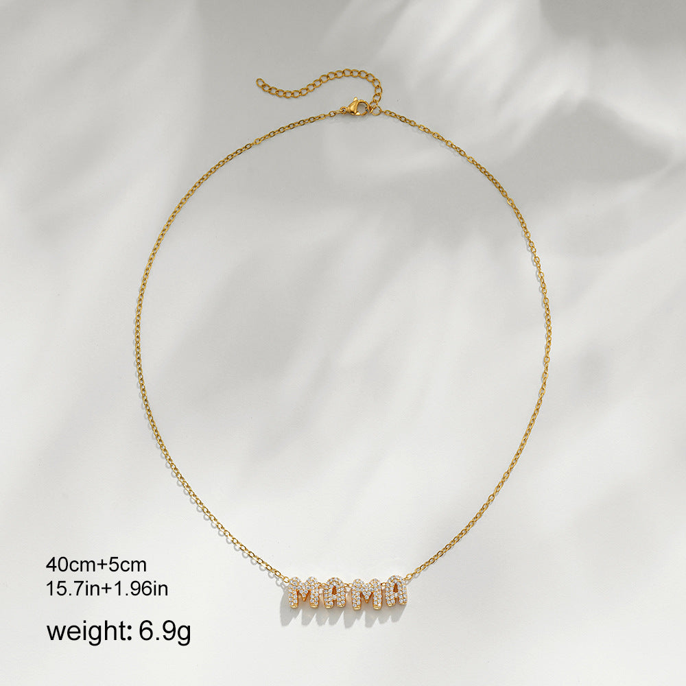 Wholesale  18k gold zircon balloon bubble 26 English letter pendant necklace