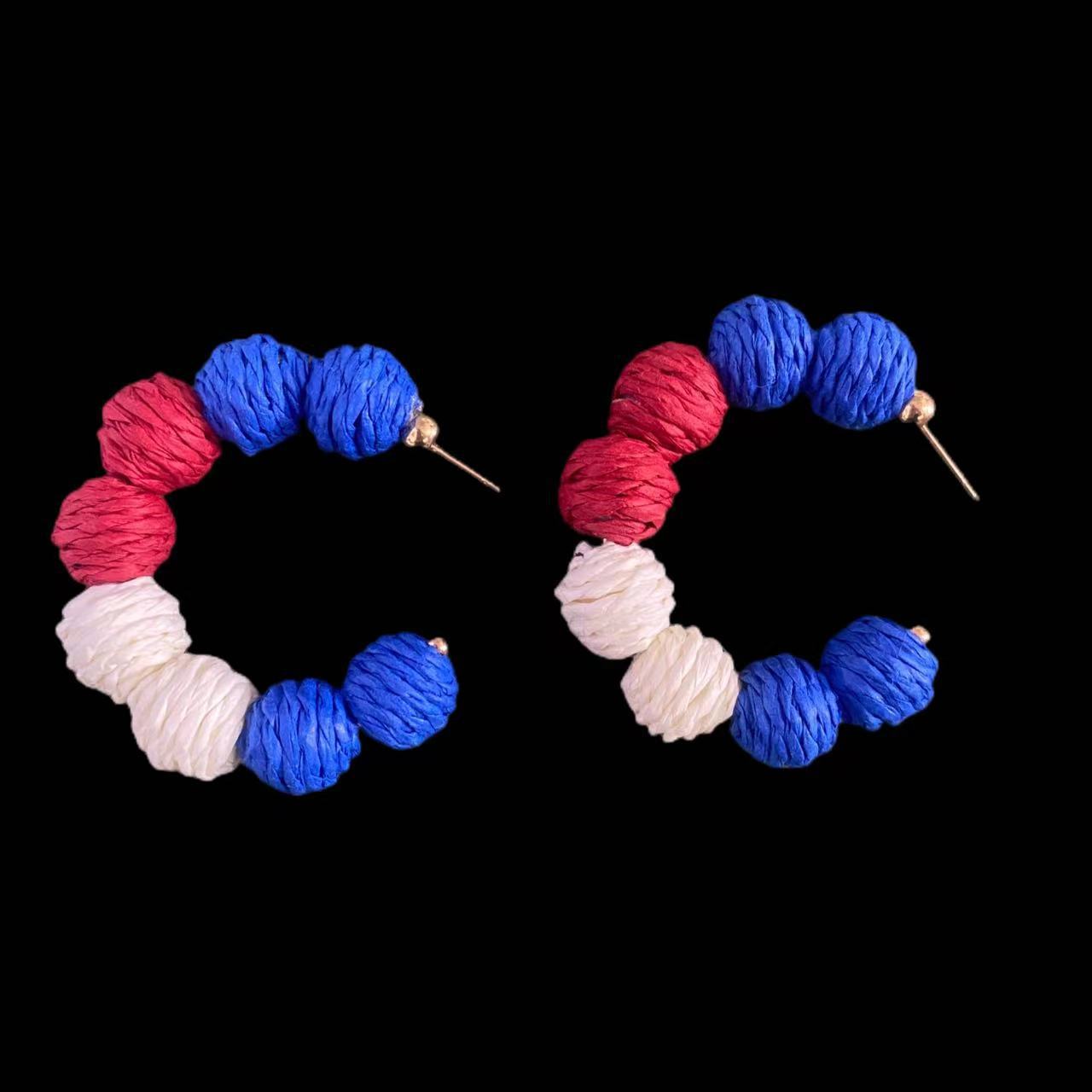 Wholesale American Independence Day Fashionable Minimalist Handwoven Earrings