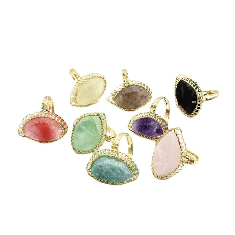 Wholesale natural stone crystal stone ring