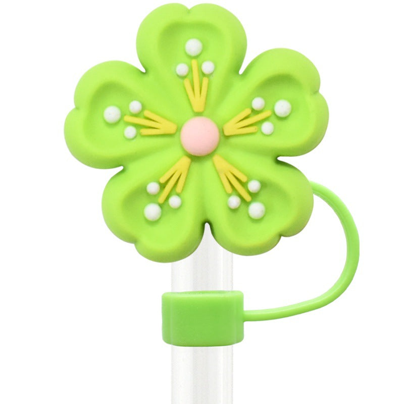 Wholesale   Random 100pcs three-dimensional flower 10mm PVC Soft Straw Tube Cap