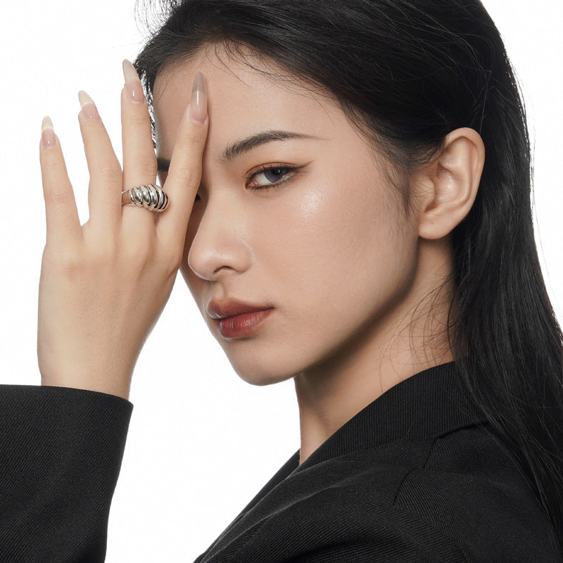 Wholesale S925 Sterling Silver Silkworm Chrysalis Shape Open Rings ACC-RS-YWE011