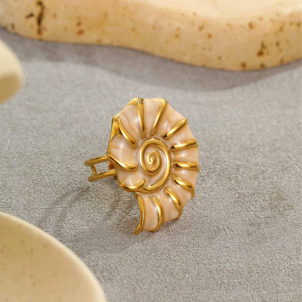 Wholesale  Marine Style  Conch Colorful Oil Dripping Stainless Steel Earrings Rings