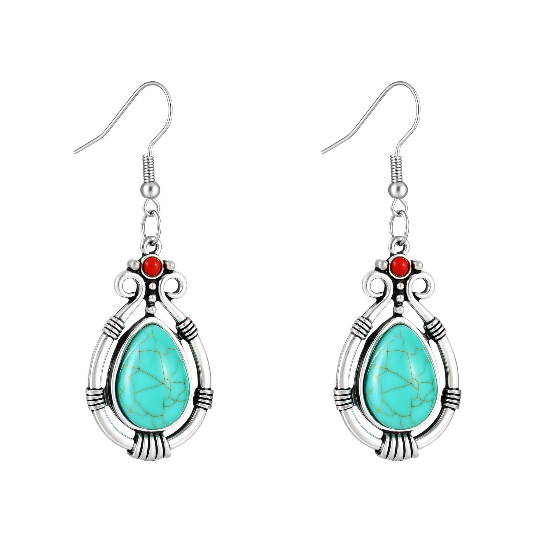 Wholesale turquoise retro bohemian teardrop earrings
