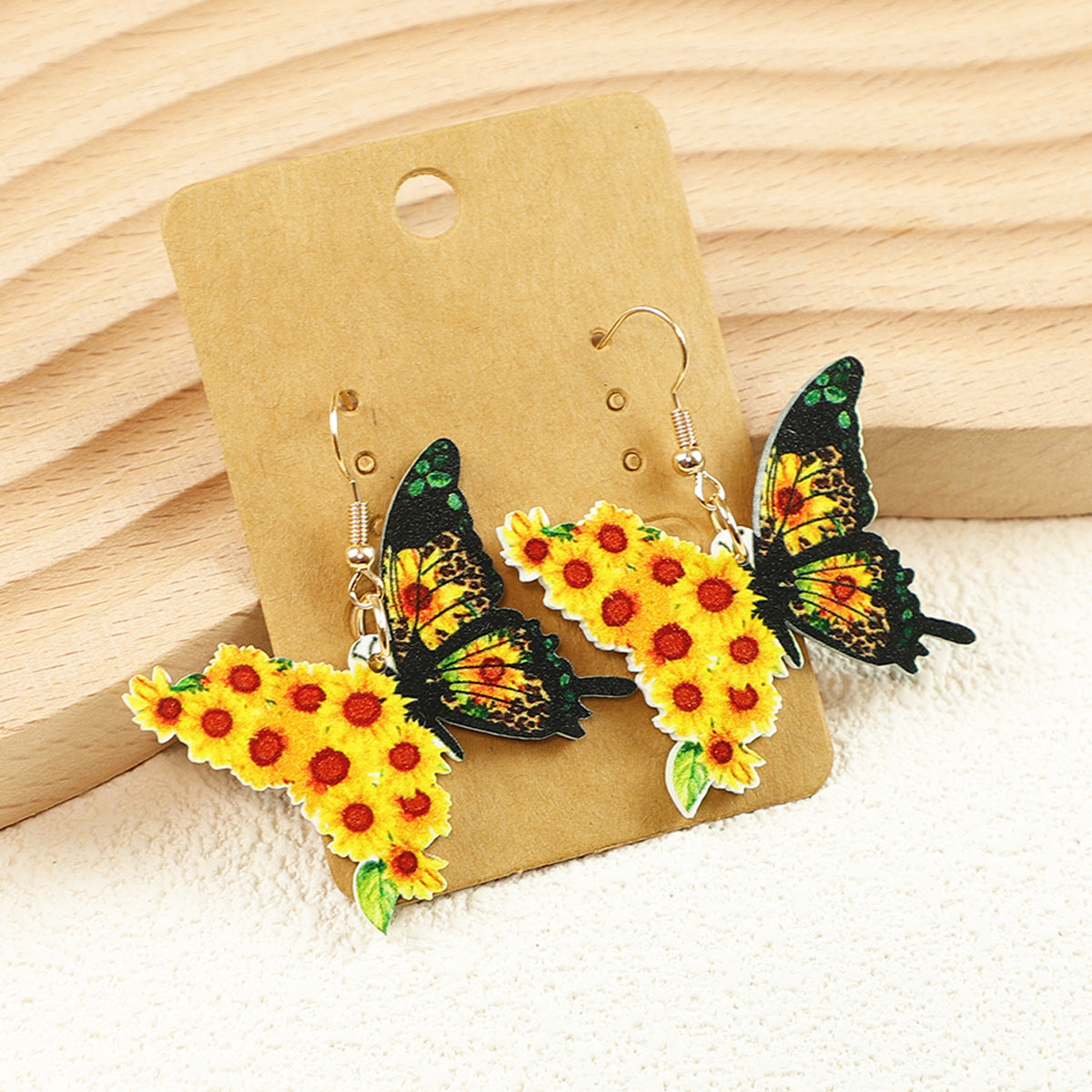 Wholesale Bohemian  colorful butterfly water drop sunflower acrylic earrings