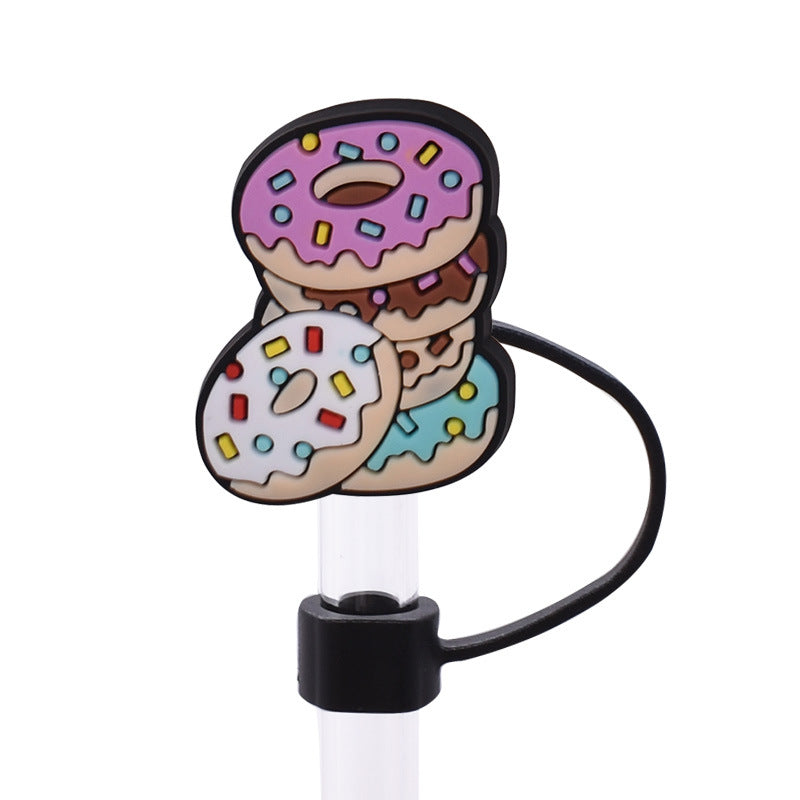 Wholesale Random 100pcs Cute food straw cover Straw Tube Cap