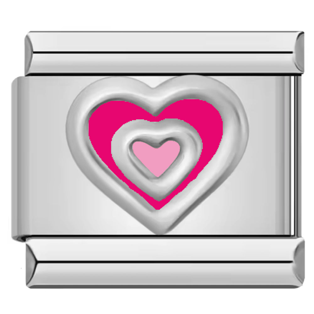 Wholesale  Italian modularHeart-shaped colorful oil-drop bracelet